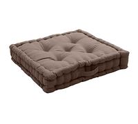 Coussin de Sol avec poignée, 50 x 50 cm, Marron Vison, 100% Coton, Garnissage 100% Coton recy apitonné pour Assurer Une Bonne Tenue, Collection Panama, Enjoy Home