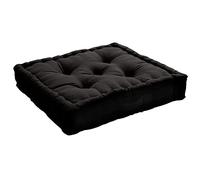 Coussin de Sol avec poignée, 50 x 50 cm, Noir, 100% Coton, Garnissage 100% Coton recy apitonné pour Assurer Une Bonne Tenue, Collection Panama, Enjoy Home