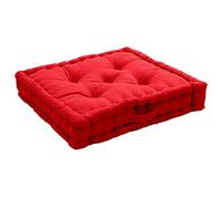 Coussin de Sol avec poignée, 50 x 50 cm, Rouge, 100% Coton, Garnissage 100% Coton recy apitonné pour Assurer Une Bonne Tenue, Collection Panama, Enjoy Home