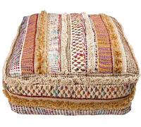 Coussin de sol bohème avec rembourrage - Mélange de laine pure et de coton - Garnissage non inclus - 60 x 20 cm - Pouf ottoman fait main - Patchwork fait à la main