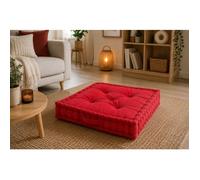 Coussin de sol - EDEN - 60 cm - Matelassé - Coton - Rouge - Rond