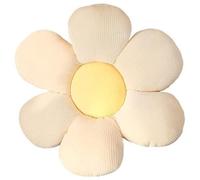 Coussin de sol en peluche Benzoa® avec motif de marguerites – Microfibre, rembourrage en PP, blanc/jaune, 40 x 40 cm, coussin de siège et de décoration pour salons et chambres d'enfants