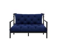 Coussin de sol pour banc VBChome, 150 cm, avec dossier, rembourrage en polyester et granules de mousse, toucher doux, facile d'entretien (bleu marine, 150 x 90 x 10 cm)