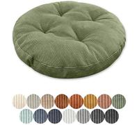 Coussin de sol rond Unyqoos® en tissu corduroy – coussin de sol doux en 100 % coton et mousse de polypropylène, base antidérapante, polyvalent pour la maison, le bureau, le balcon (disponible en 15 co