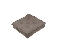 Coussin de sol Taupe Franges en coton Uni