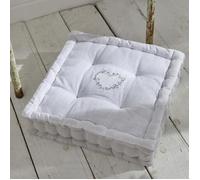 Coussin de sol - TODAY - CHARME - Slub x Chambray x Broderie Constance - 40 x 40 x 10 cm