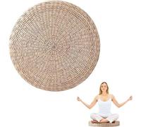 Coussin de sol Unyqoos® de type tatami – coussin de siège et de méditation rond, tissé à la main, fabriqué à partir de paille récoltée de manière écologique, rembourré de ouate, multicolore, de 40 cm 