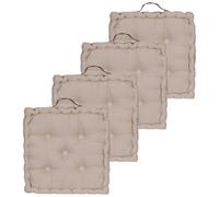 Coussin de sol Unyqoos® (lot de 4), 10 cm d'épaisseur, 100% coton – design bicolore avec poignée de transport, polyvalent pour une utilisation au sol, sur les chaises ou sur des palettes