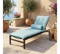 Coussin de Transat avec Traversin - 195x60x5 cm - Déperlant, Résistant aux UV et Confortable - Matelas pour Chaise Longue et Bain de Soleil - Motif Éventaile vers - DÉCO Arts
