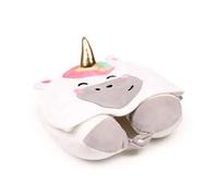 Coussin de voyage Ã capuche 2 en 1 astra la licorne Puckator Hoodeazzz Blanc 35x36x9 cm