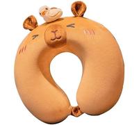 Coussin de voyage en peluche Unyqoos® en forme de U – Coussin pour le cou avec mousse à mémoire de forme, motifs de dessins animés adorables (canard et capybara), pour enfants et adultes, idéal pour l