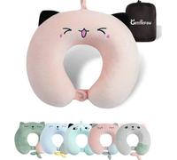 Coussin de voyage ergonomique en forme de U, en mousse à mémoire de forme, marque Unyqoos®, couleur rose, pour adultes et enfants, idéal pour les voyages, le camping et le sommeil
