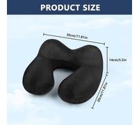 Coussin de voyage gonflable ergonomique Unyqoos® (lot de 2) – Forme en U, housse en velours lavable, chambre à air réglable, inclut un masque de sommeil et des bouchons d'oreille pour les voyages