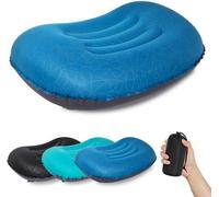 Coussin de voyage gonflable ultraléger Unyqoos® – support ergonomique pour la nuque et la tête, 90 g, tissu stretch 30D avec revêtement TPU, inclut un sac de rangement