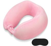 Coussin de voyage Unyqoos® en forme de U (29 x 27 x 18 cm) – mousse à mémoire de forme neutre en termes d'odeur, revêtement en velours doux, support cervical réglable, inclut un masque de sommeil