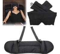 Coussin de voyage Unyqoos® Komfort, avec un design de support unique et un masque de sommeil, qui stabilise la tête et le cou. Compact et portable, il est idéal pour les voyages en avion et en voiture