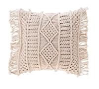 Douceur d'Intérieur, Coussin Déhoussable (40 x 40 cm) Macralina Naturel, Coton Macramé