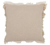 Coussin Déco à Franges "Mousseline" 45x45cm Beige Foncé Beige G