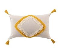 Coussin Déco à Pompons "Malory" 30x50cm Jaune Jaune G
