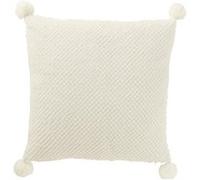 Coussin Déco à Pompons "Ulysse" 45x45cm Blanc Blanc G