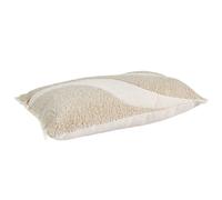 HOME DECO FACTORY, TX0090, Coussin Ethnique Beige et Blanc en Bouclette, Confort Exceptionnel, Polyvalent pour Salon ou Chambre, Facile d'entretien, Durable, 30x50 cm, Beige et Blanc