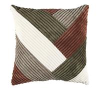 HOME DECO FACTORY - TX0332 Coussin Patchwork pour Décoration Intérieure - Confort Optimal - Entretien Facile - Polyvalent - Taille 40 x 40 cm - Couleurs Marron Blanc Vert