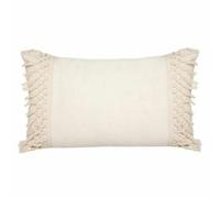 Coussin Déco Coton Macramé 30x50 cm Ivoire