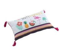 Coussin Déco Déhoussable "Ibiza" 30x50cm Rose Imprimé G