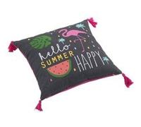 Coussin Déco Déhoussable "Ibiza" 40x40cm Gris Imprimé G