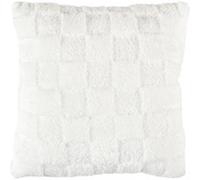 HOME DECO FACTORY - TX0236 Coussin Flanelle Damier Blanc Beige - Élégance Intérieure - Confort Canapé Lit - 40x40 cm - Blanc/Beige