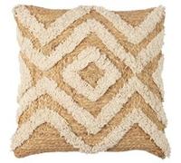 HOME DECO FACTORY - TX0052 Coussin en Jute et Coton Tufte - Conçu pour Confort Optimal - Design Moderne - Matériaux Naturels - Taille 40x40 cm - Couleur Beige