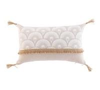 Coussin Déco Imprimé "Bahina" 30x50cm Beige & Blanc Blanc G