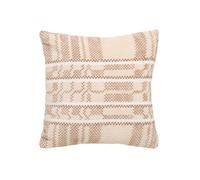 Coussin Déco Jacquard Flanelle Carré 40x40cm Beige Lin Polyester