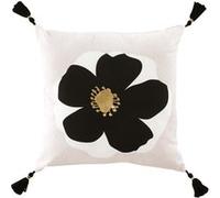 Douceur d'Intérieur Coussin déhoussable Issey 45x45 cm Pompons Naturel Coton imprimé Or