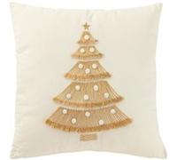Coussin Déco Sapin "Franges" 45x45cm Blanc Blanc G