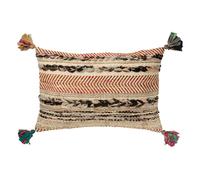 Coussin Déco Tressé Avec Pompons Chindi 40x60cm Multicolore
