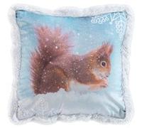 Coussin Déco Velours "Écureuil" 40x40cm Bleu Bleu G