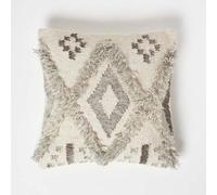 Coussin décoratif bohème tissé à la main Unyqoos® Alta Kelim – Laine et coton, motif géométrique, crème/gris, idéal pour la décoration du salon, de la chambre et de la terrasse