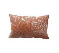Coussin décoratif déhoussable motif feuillage tropical Cuivre 30x50 cm