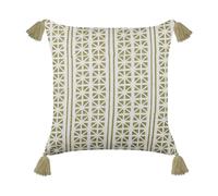 Coussin Décoratif en Coton à Imprimé Géométrique Vert et Blanc 45 x 45 cm Syring