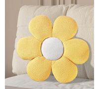 Coussin décoratif en forme de fleur Unyqoos® de 40 cm, couleur jaune – coussin en peluche doux pour canapé, lit et chambre d'enfant, avec une forme de fleur en 3D et des pétales rembourrés, garnissage