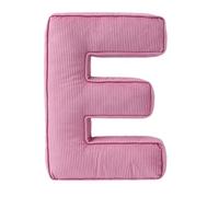 Coussin décoratif en forme de lettre, coussin en velours côtelé rose avec initiale en forme de lettre, coussin en peluche douce pour salon, chambre à coucher (E)