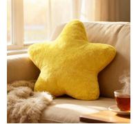 coussin décoratif étoile jaune - Coussin en peluche ultra douce - Idéal pour décorer le salon - Un cadeau parfait pour une fille - T