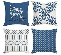 Coussin decoratif-Housse De Coussin - 4Pcs,45x45cm,Lin-pour chambre à coucher,canapé,chaise,lit
