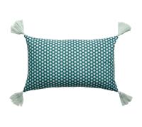 Coussin décoratif imprimé en coton avec pompons
