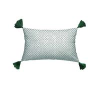 Coussin décoratif imprimé en coton avec pompons