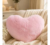 Coussin décoratif rose en forme de cœur, petit coussin mignon en fausse fourrure de lapin, adapté pour lit et canapé, pour femme, décoration de maison pour la Saint-Valentin, anniversaire, automne, Ha