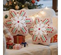 Coussin décoratif Unyqoos® en forme de flocon de neige, 43 x 43 cm – coussin décoratif doux avec un rembourrage en coton PP moelleux, revêtement de haute qualité pour la décoration de Noël, le canapé