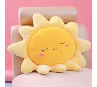 Coussin décoratif Unyqoos® en forme de soleil, fabriqué en peluche courte, rempli de coton PP, de couleur jaune, doux et polyvalent, idéal pour les salons et les chambres d'enfants