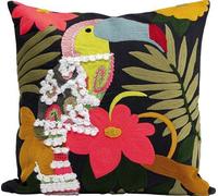 Coussin décoratif Unyqoos® multicolore en laine et coton, 45 x 45 cm – carré, brodé, texturé, tissé, avec fermeture éclair